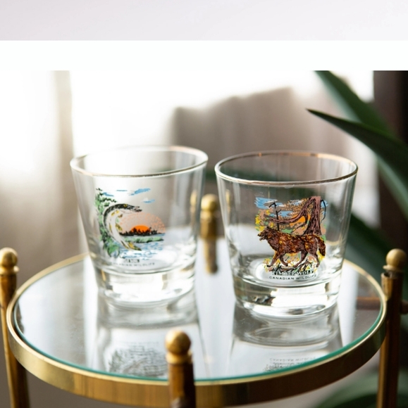 Vintage Cocktail Glasses with Canadian Wildlife imagery - Picture 4 of 7